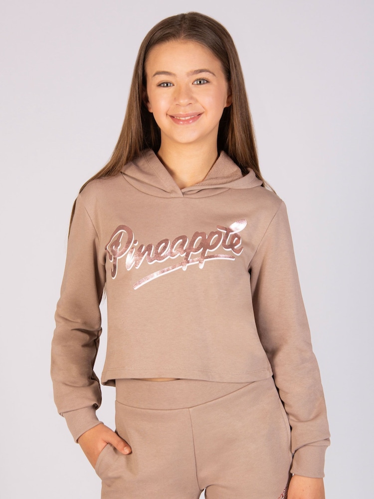 Pineapple Brown Logo Girls Crop Hoodie - Image 1 of 5