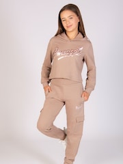 Pineapple Brown Logo Girls Crop Hoodie - Image 2 of 5