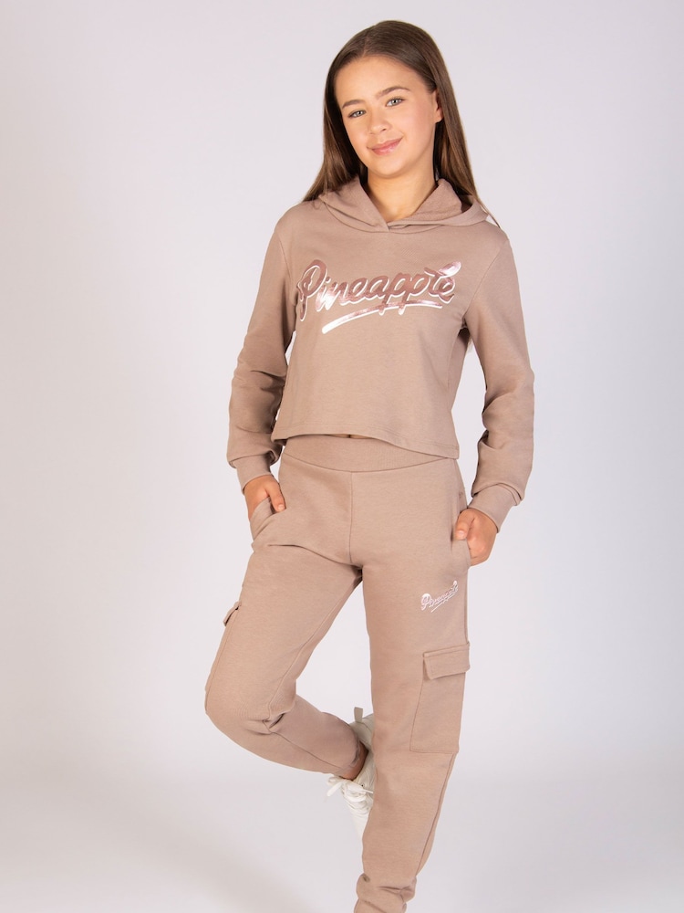 Pineapple Brown Logo Girls Crop Hoodie - Image 2 of 5
