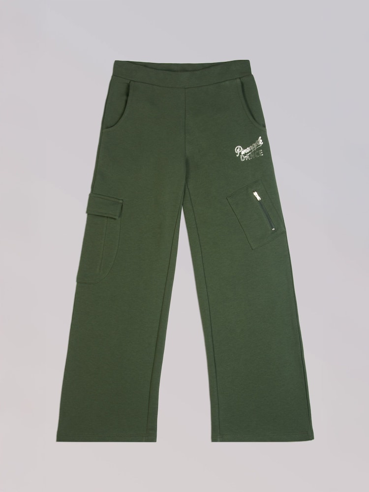 Pineapple Green Girls Wide Leg Cargo Joggers - Image 6 of 6