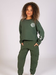 Pineapple Green Girls Logo Crop Sweatshirt - Image 4 of 6