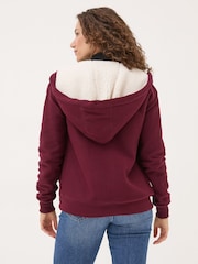 FatFace Amy Dark Red Nep Borg Lined Zip Through Hoodie - Image 2 of 4