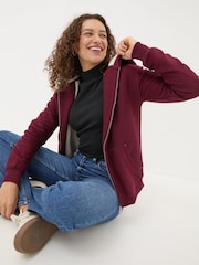 FatFace Amy Dark Red Nep Borg Lined Zip Through Hoodie - Image 3 of 4