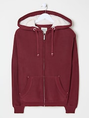 FatFace Amy Dark Red Nep Borg Lined Zip Through Hoodie - Image 4 of 4