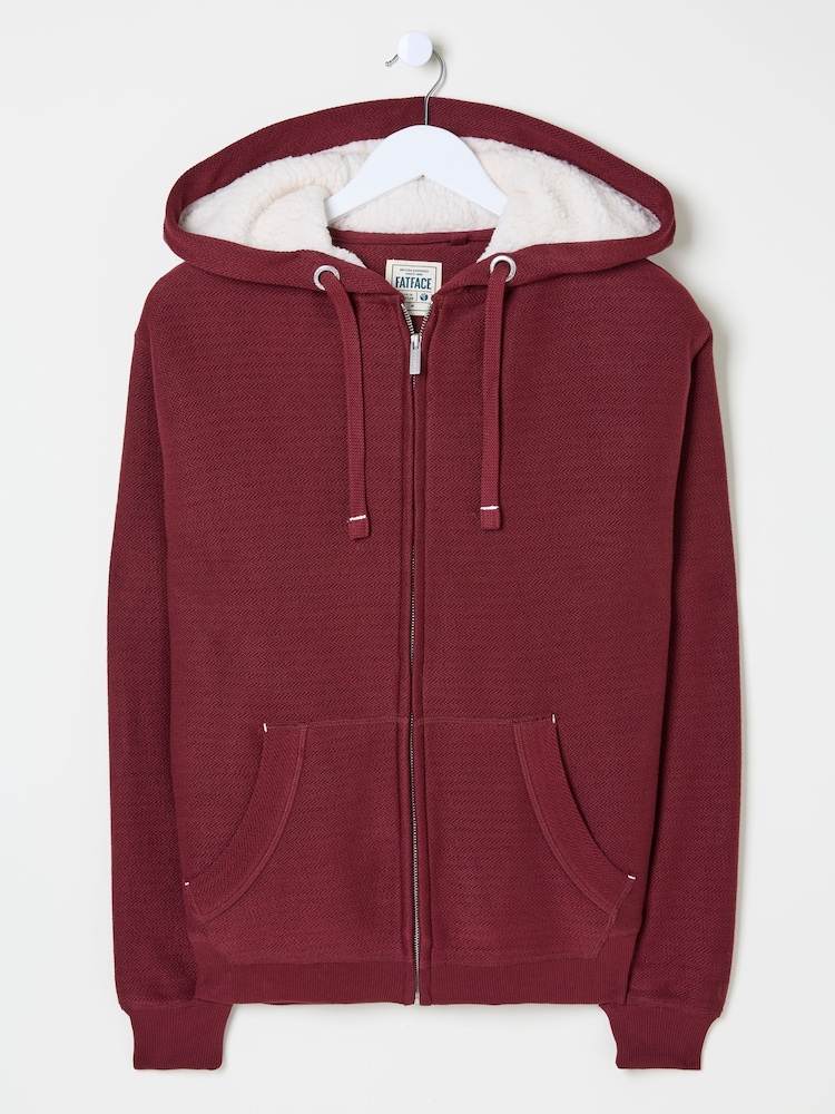 FatFace Amy Dark Red Nep Borg Lined Zip Through Hoodie - Image 4 of 4