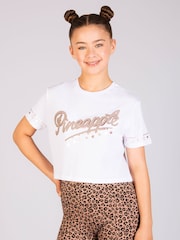 Pineapple White Logo Girls Dance Crop T-Shirt - Image 1 of 6