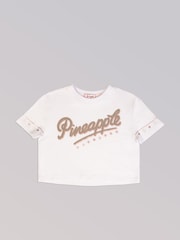 Pineapple White Logo Girls Dance Crop T-Shirt - Image 5 of 6