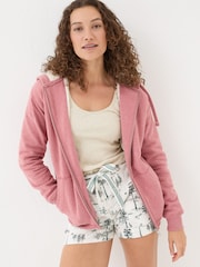 FatFace Amy Pink Nep Borg Lined Zip Through Hoodie - Image 1 of 6