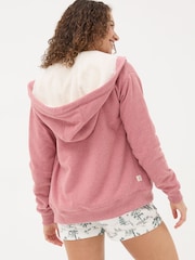 FatFace Amy Pink Nep Borg Lined Zip Through Hoodie - Image 2 of 6