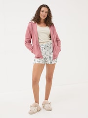 FatFace Amy Pink Nep Borg Lined Zip Through Hoodie - Image 3 of 6