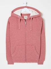 FatFace Amy Pink Nep Borg Lined Zip Through Hoodie - Image 6 of 6