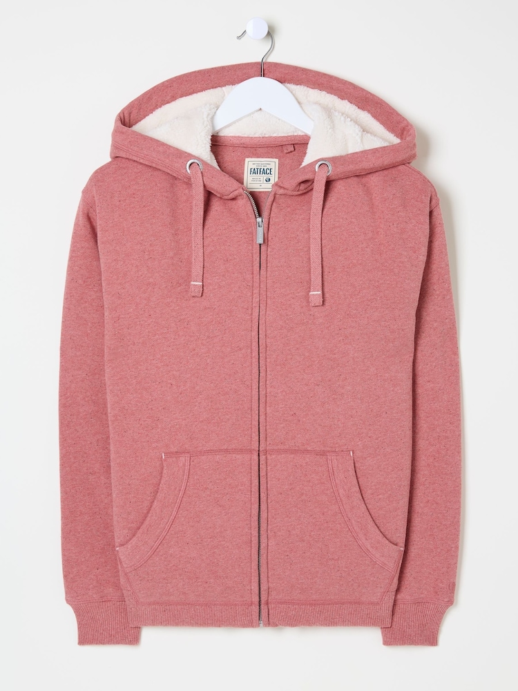 FatFace Amy Pink Nep Borg Lined Zip Through Hoodie - Image 6 of 6
