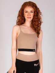 Pineapple Brown Womens Strappy Midi Crop Bra Top - Image 1 of 6