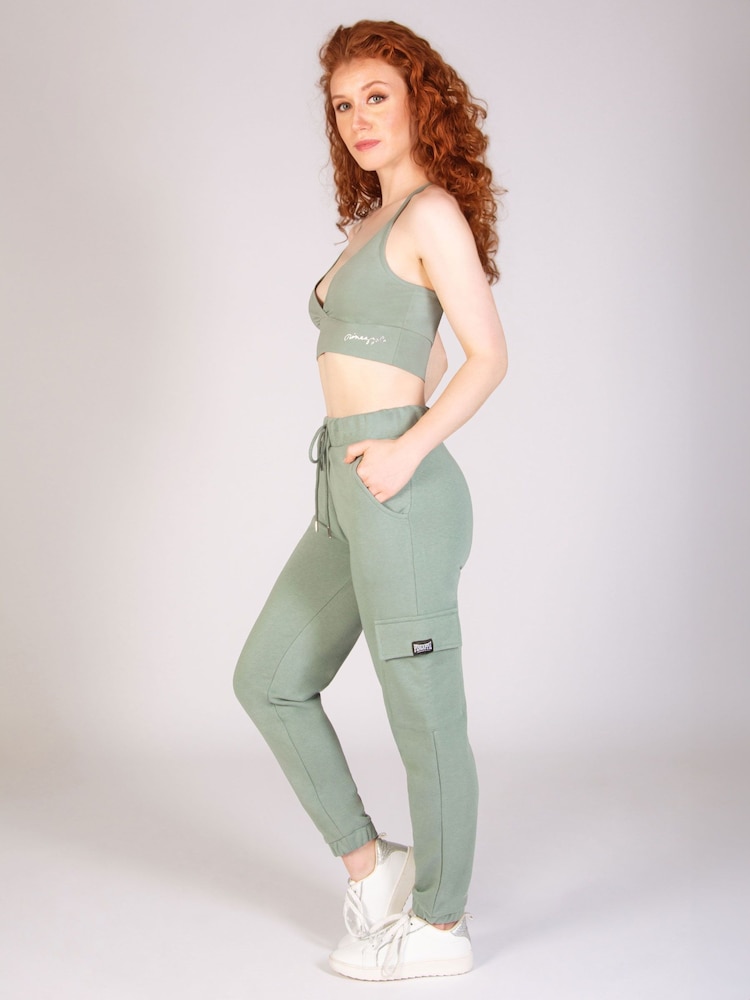 Pineapple Green Dark Womens Cargo Joggers - Image 3 of 5
