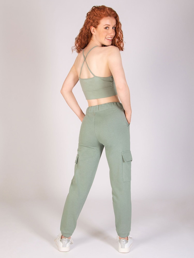 Pineapple Green Dark Womens Cargo Joggers - Image 4 of 5