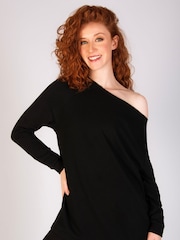 Pineapple Black Longline Off Shoulder Womens Sweater - Image 2 of 7