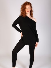 Pineapple Black Longline Off Shoulder Womens Sweater - Image 3 of 7