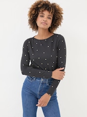 FatFace Bree Black Spot T-Shirt - Image 1 of 8