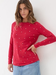 FatFace Bree Red Spot T-Shirt - Image 1 of 7