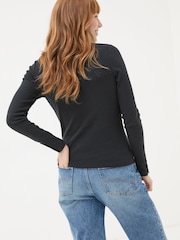 FatFace Callie Black High Neck Top - Image 2 of 7