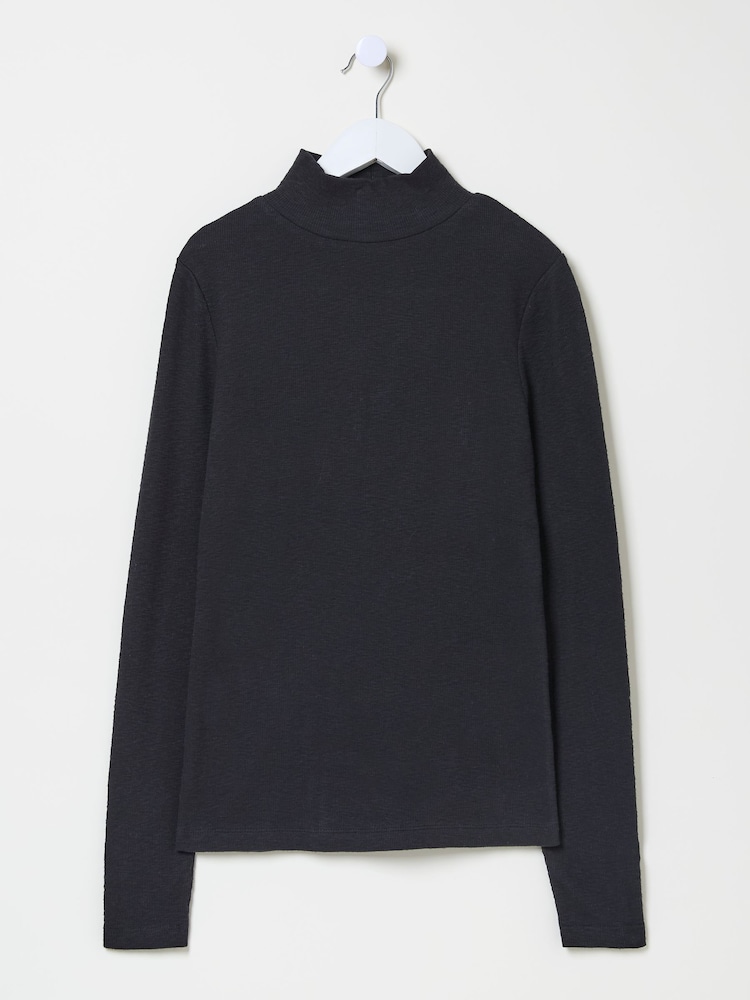 FatFace Callie Black High Neck Top - Image 7 of 7