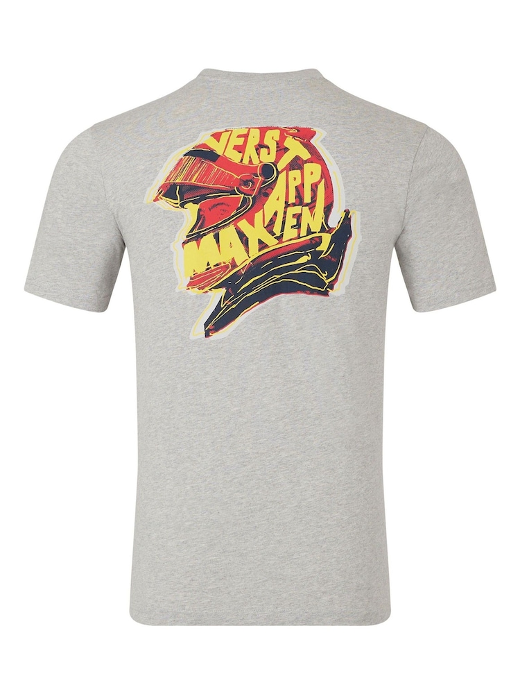 Fanatics Unisex Grey 100% Cotton F1 Red Bull Racing Max Verstappen Helmet T-Shirt - Image 2 of 3 Fanatics Unisex Grey 100% Cotton F1 Red Bull Racing Max Verstappen Helmet T-Shirt - Image 2 of 3