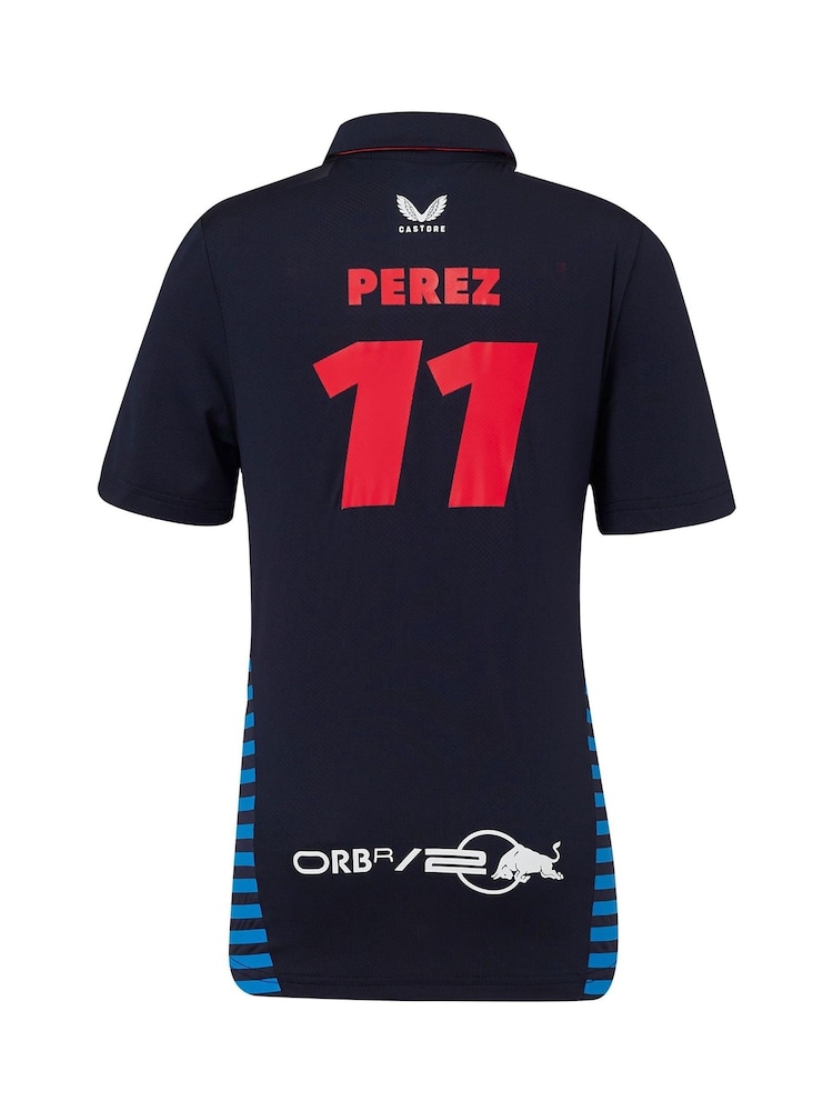 Fanatics Kids Blue F1 Red Bull Racing 2024 Sergio Perez Team Polo Shirt - Image 3 of 3