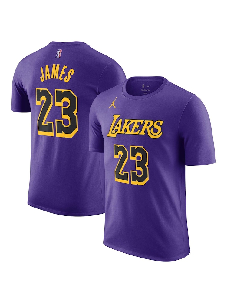 Fanatics Purple 100% Cotton Lebron James NBA Los Angeles Lakers NBA Statement Name & Number T-Shirt - Image 1 of 2