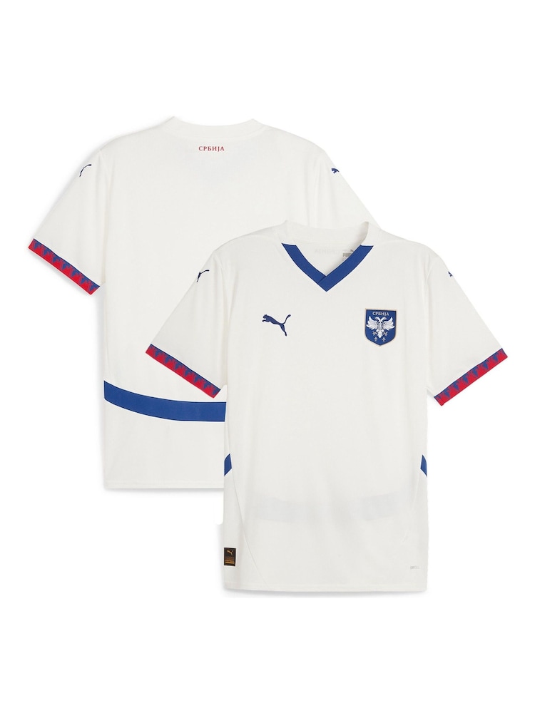 Puma White Serbia Away Shirt 2024-25 - Image 1 of 3 Puma White Serbia Away Shirt 2024-25 - Image 1 of 3