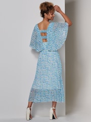 Jolie Moi Blue Kyra Pleated Chiffon Maxi Dress - Image 2 of 6