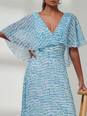 Jolie Moi Blue Kyra Pleated Chiffon Maxi Dress - Image 3 of 6