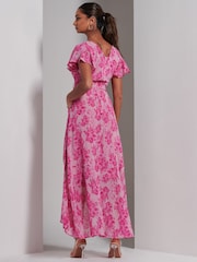 Jolie Moi Pink Haylie Frill Chiffon Maxi Dress - Image 2 of 6