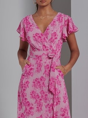 Jolie Moi Pink Haylie Frill Chiffon Maxi Dress - Image 3 of 6