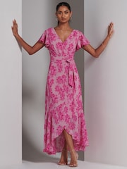 Jolie Moi Pink Haylie Frill Chiffon Maxi Dress - Image 6 of 6