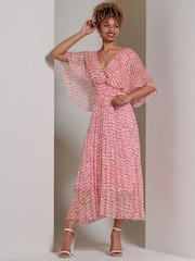 Jolie Moi Pink Kyra Pleated Chiffon Maxi Dress - Image 1 of 6