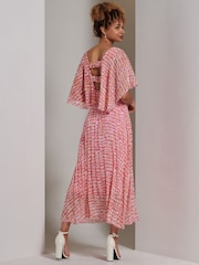 Jolie Moi Pink Kyra Pleated Chiffon Maxi Dress - Image 2 of 6