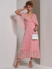 Jolie Moi Pink Kyra Pleated Chiffon Maxi Dress - Image 4 of 6