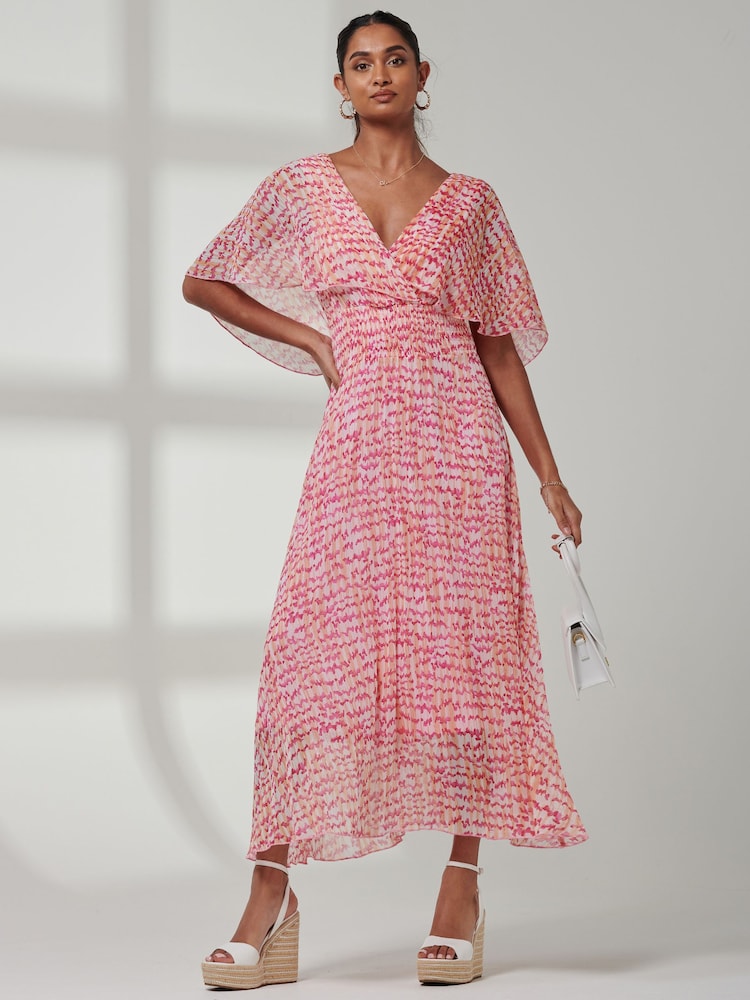 Jolie Moi Pink Kyra Pleated Chiffon Maxi Dress - Image 6 of 6