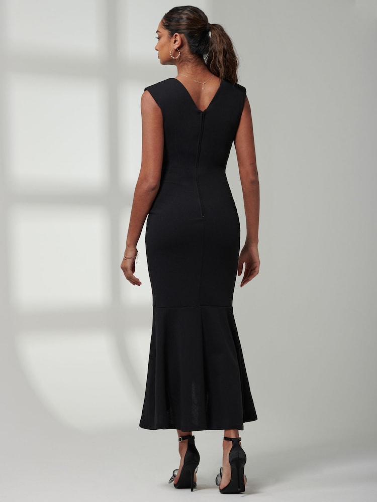 Jolie Moi Black Mabruka Frill Fishtail Maxi Dress - Image 2 of 6