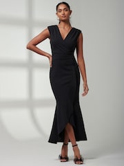 Jolie Moi Black Mabruka Frill Fishtail Maxi Dress - Image 4 of 6