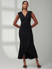 Jolie Moi Black Mabruka Frill Fishtail Maxi Dress - Image 6 of 6