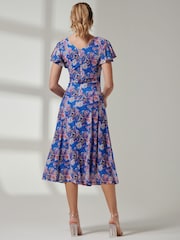 Jolie Moi Pink Angel Sleeve V-Neck Midi Dress - Image 2 of 6