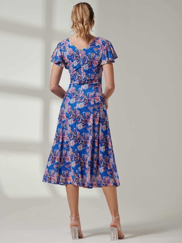 Jolie Moi Pink Angel Sleeve V-Neck Midi Dress - Image 2 of 6 Jolie Moi Pink Angel Sleeve V-Neck Midi Dress - Image 2 of 6