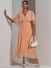 Jolie Moi Orange Kyra Pleated Chiffon Maxi Dress - Image 1 of 6