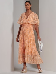 Jolie Moi Orange Kyra Pleated Chiffon Maxi Dress - Image 5 of 6