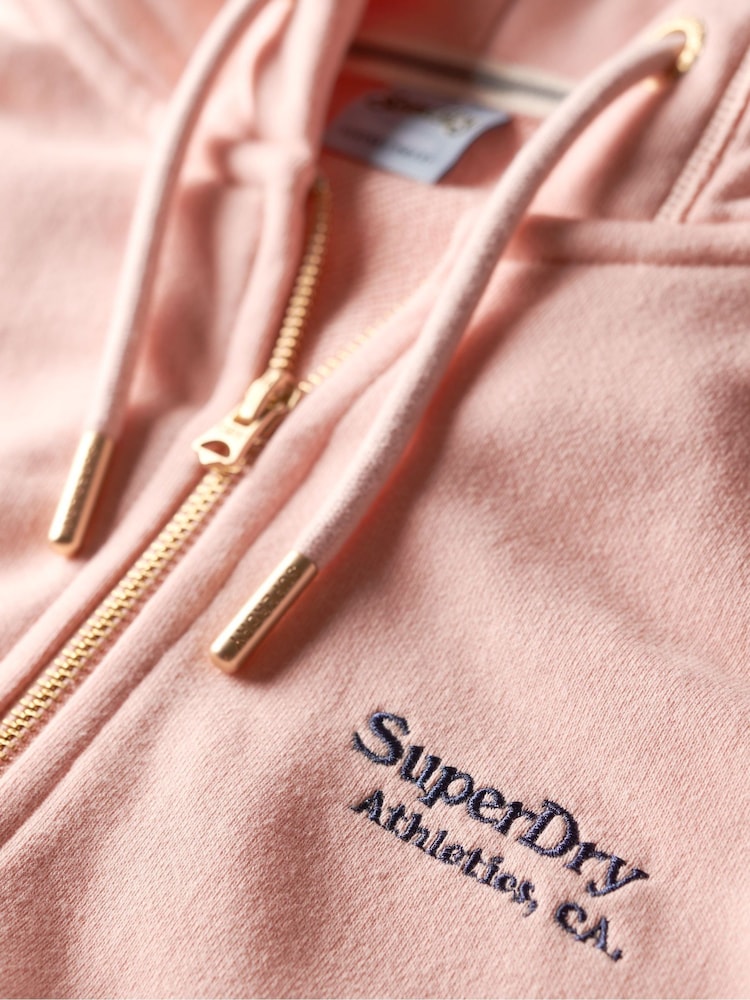 Superdry Pale Rose Pink Essential Logo Zip Hoodie - Image 7 of 7