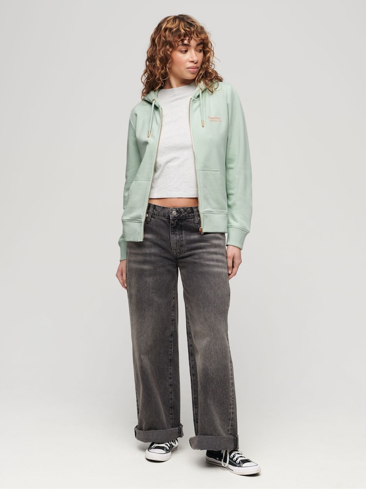 Superdry Surf Spray Green Essential Logo Zip Hoodie - Image 1 of 6