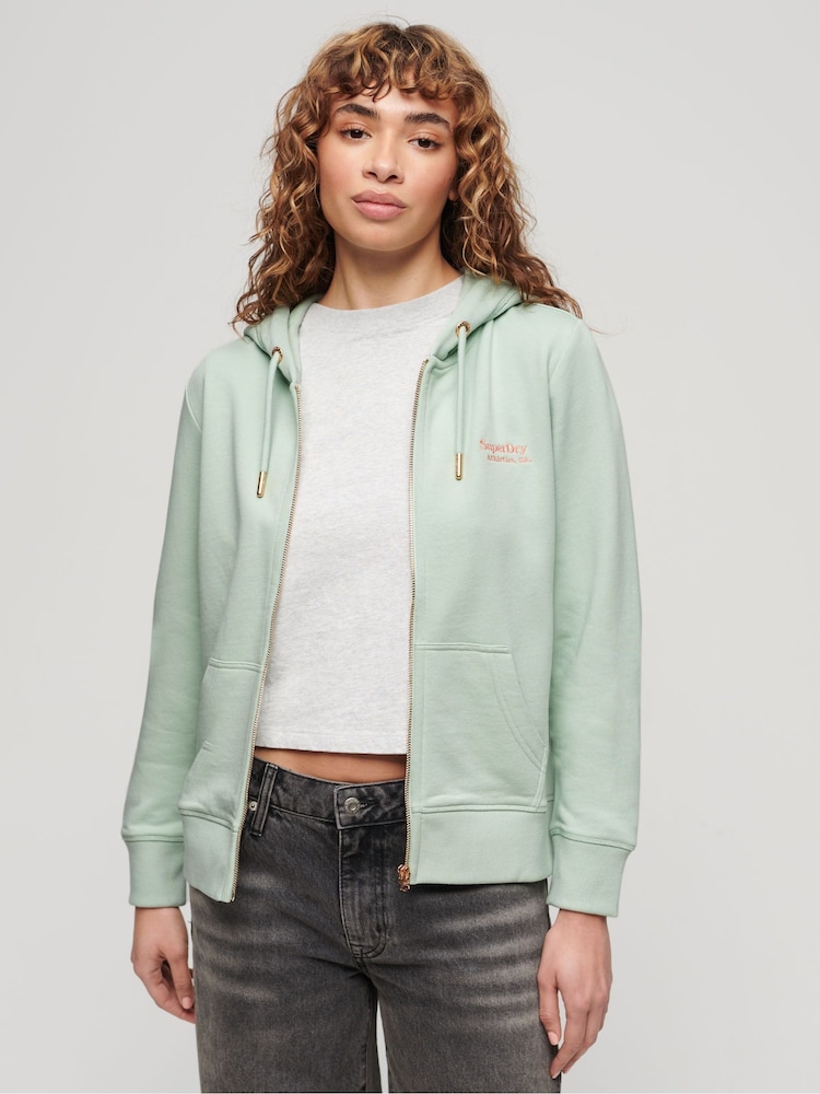 Superdry Surf Spray Green Essential Logo Zip Hoodie - Image 2 of 6