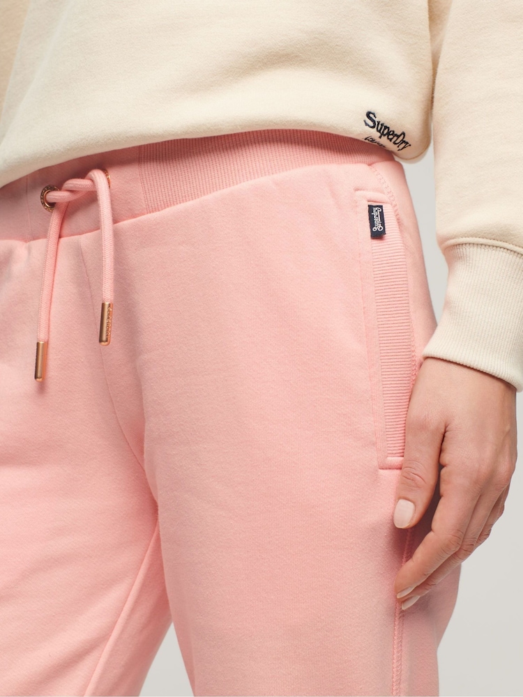 Superdry Pink 100% Cotton Essential Logo Joggers - Image 1 of 3