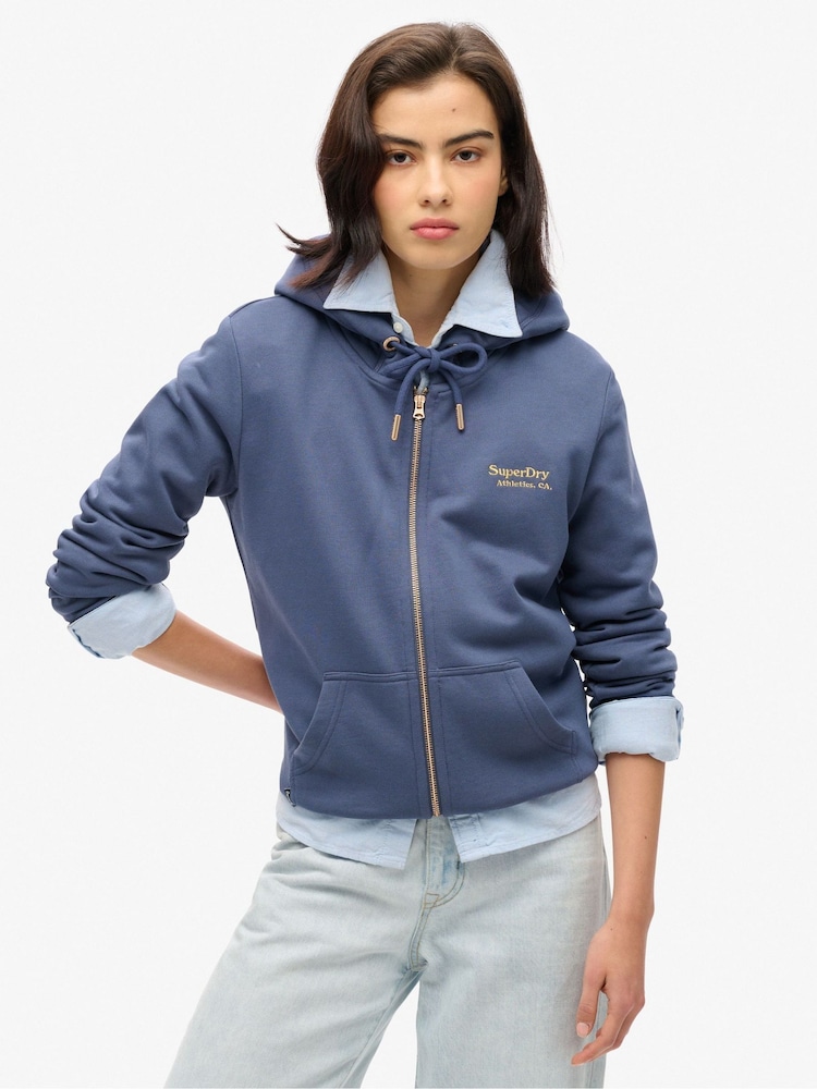 Superdry Mariner Navy Essential Logo Zip Hoodie - Image 1 of 7